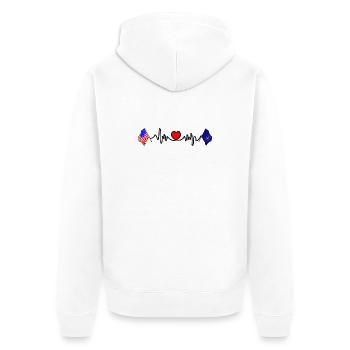 Cardio heart avec drapeau des États-Unis et drapeau de l’Indiana - Veste à capuche bio Premium Unisexe - blanc - Dos - Thijin (182cm)