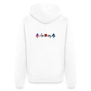 Cardio-Herz mit USA-Flagge und Lousiane-Flagge - Unisex Premium Bio Zip Hoodie - Weiß - Hinten - Thijin (182cm)