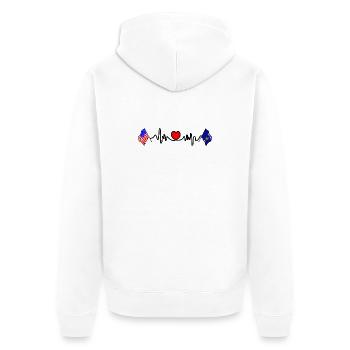 Cardio-Herz mit USA-Flagge und Wisconsin-Flagge - Unisex Premium Bio Zip Hoodie - Weiß - Hinten - Thijin (182cm)