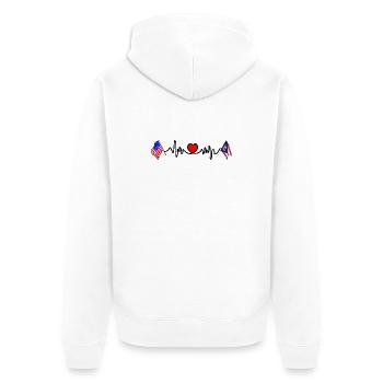 Cardio-Herz mit USA-Flagge und Ohio-Flagge - Unisex Premium Bio Zip Hoodie - Weiß - Hinten - Thijin (182cm)