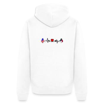 Cardio heart avec drapeau des États-Unis et drapeau de la Caroline du Nord - Veste à capuche bio Premium Unisexe - blanc - Dos - Thijin (182cm)