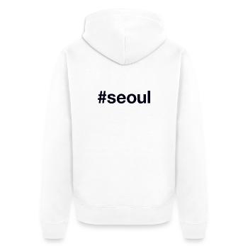 SEOUL Hashtag - Veste à capuche bio Premium Unisexe - blanc - Dos - Thijin (182cm)