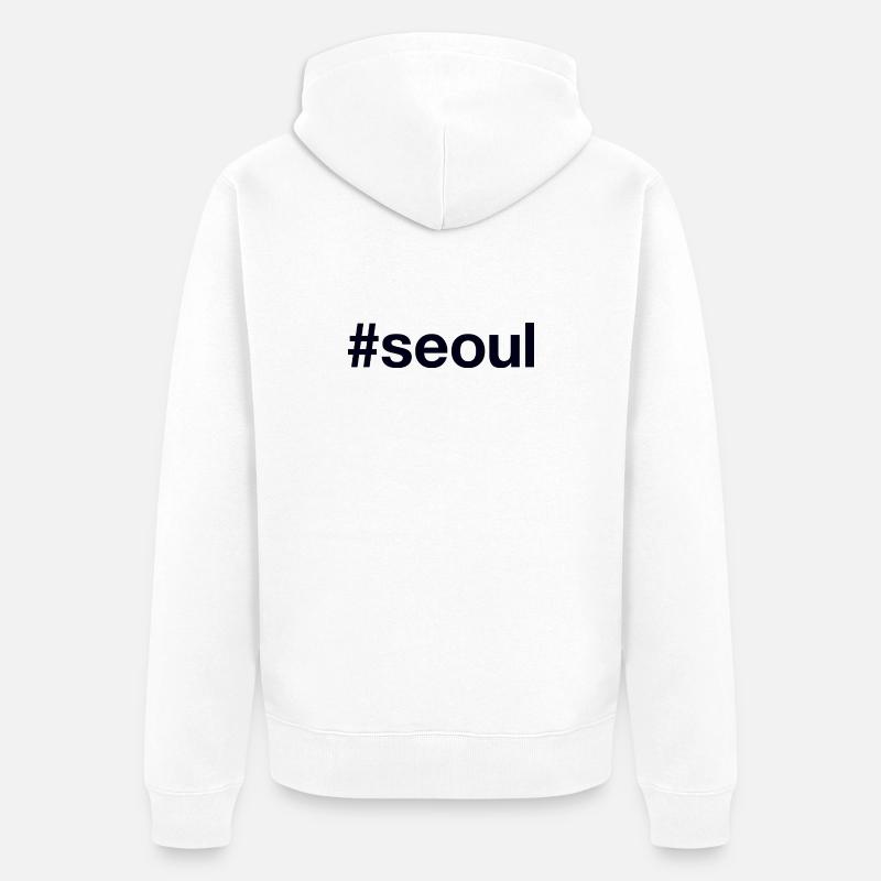 SEOUL Hashtag - Veste à capuche bio Premium Unisexe - blanc