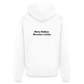 Menschen meiden – Sarkastischer Spruch - Unisex Premium Bio Zip Hoodie - Weiß - Hinten - Thijin (182cm)