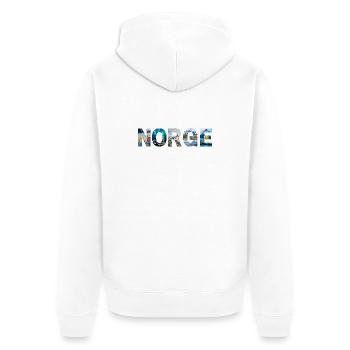 Norvège Lettrage Paysage « Norge » – Aquarelle - Veste à capuche bio Premium Unisexe - blanc - Dos - Thijin (182cm)