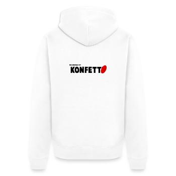 Konfetto - Unisex Premium Bio Zip Hoodie - Weiß - Hinten - Thijin (182cm)