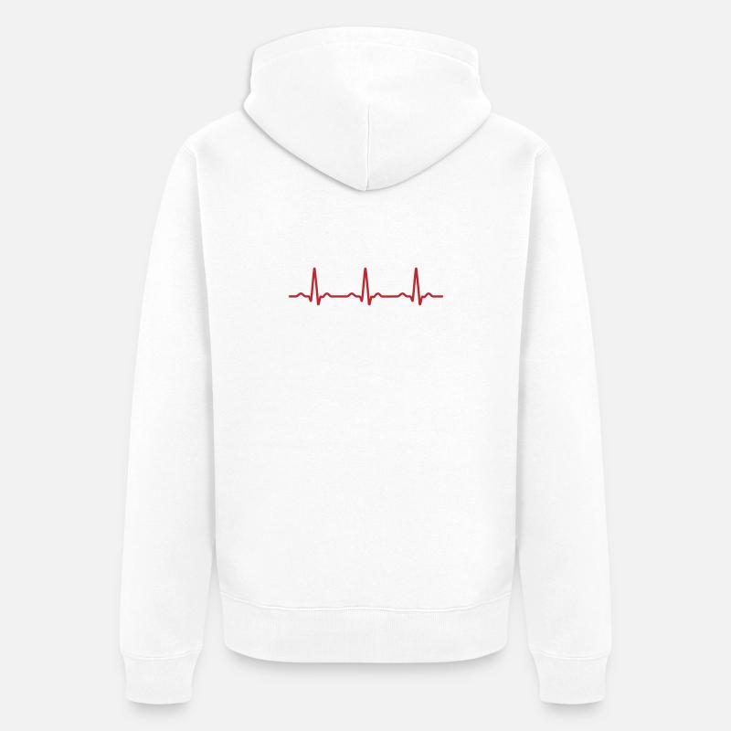 Rythme cardiaque de l’ECG rouge sans couture - Veste à capuche bio Premium Unisexe - blanc