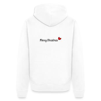 WEIHNACHTEN. FROHE WEIHNACHTEN. FROHE WEIHNACHTEN. WEIHNACHTSMANN - Unisex Premium Bio Zip Hoodie - Weiß - Hinten - Thijin (182cm)