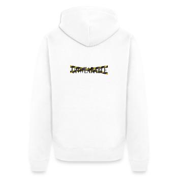 Unwearable – Statement Design with Warning Tape - Unisex Premium Organic Zip Hoodie - white - Back - Thijin (182cm)