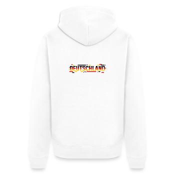 DEUTSCHLAND – Glitch Flag Style Typography - Unisex Premium Bio Zip Hoodie - Weiß - Hinten - Thijin (182cm)