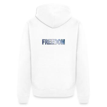 Freedom Typography Statement Design - Unisex Premium Organic Zip Hoodie - white - Back - Thijin (182cm)