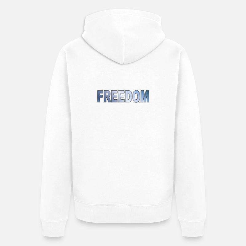 Freedom Typografie Statement Design - Unisex Premium Bio Zip Hoodie - Weiß
