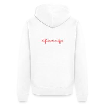 Rendsburger Hochbrücke Scribble Design – RD Skylin - Unisex Premium Bio Zip Hoodie - Weiß - Hinten - Thijin (182cm)