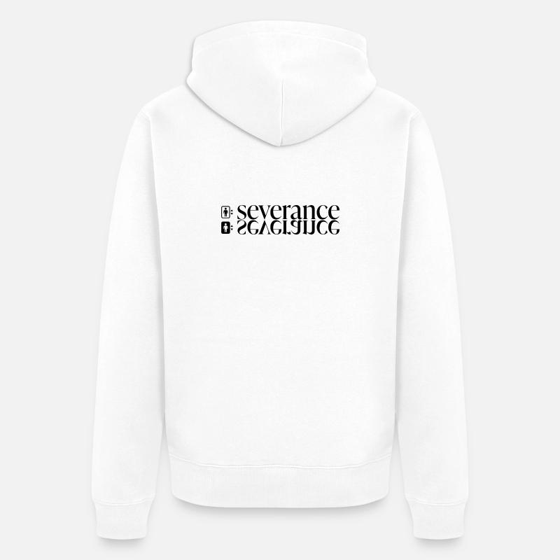Severance Typo Print with Elevator - Unisex Premium Organic Zip Hoodie - white