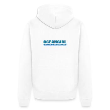 OCEANGIRL - Unisex Premium Bio Zip Hoodie - Weiß - Hinten - Thijin (182cm)