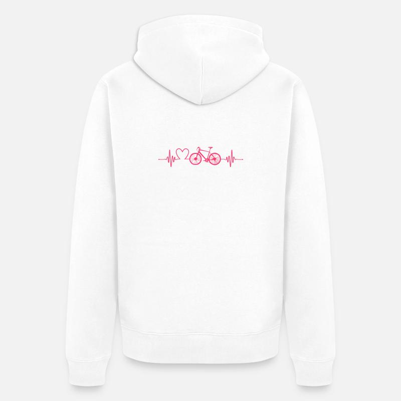Battement de cœur Amour à vélo - Veste à capuche bio Premium Unisexe - blanc