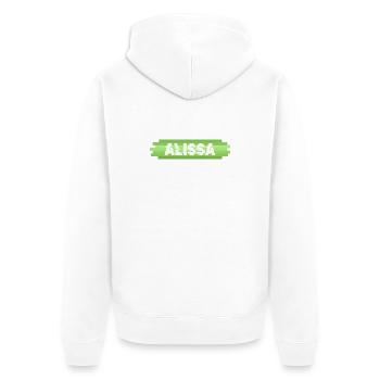 Alissa als Heldin - Unisex Premium Bio Zip Hoodie - Weiß - Hinten - Thijin (182cm)