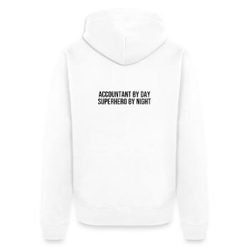 Jour des comptables, Nuit des super-héros - Veste à capuche bio Premium Unisexe - blanc - Dos - Thijin (182cm)