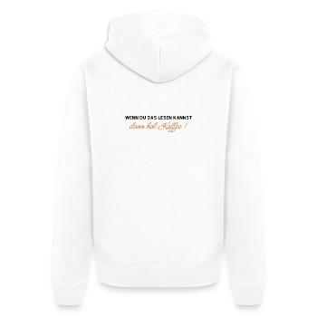 Kaffee Spruch - Unisex Premium Bio Zip Hoodie - Weiß - Hinten - Thijin (182cm)