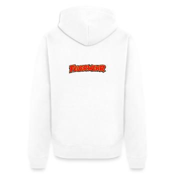 Feuerwehr Comic Schriftzug - Unisex Premium Bio Zip Hoodie - Weiß - Hinten - Thijin (182cm)