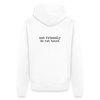Nicht freundlich nicht anfassen Sarkasmus Sarkasti - Unisex Premium Bio Zip Hoodie - Weiß - Hinten - Thijin (182cm)