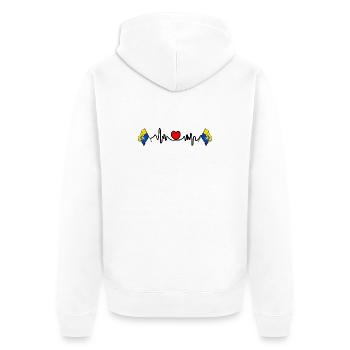Herzschlag Zandvoort - Unisex Premium Bio Zip Hoodie - Weiß - Hinten - Thijin (182cm)