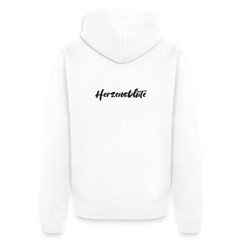 T-Shirt-Worte-Herzenblüte - Unisex Premium Bio Zip Hoodie - Weiß - Hinten - Thijin (182cm)