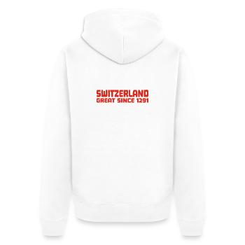 Suisse - Grande depuis 1291 - Schweiz - Schwiiz - Veste à capuche bio Premium Unisexe - blanc - Dos - Thijin (182cm)