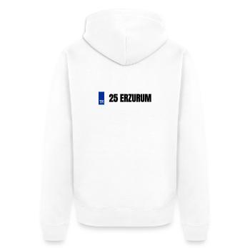25 Erzurum Kennzeichen | Türkisches Kennzeichen - Unisex Premium Bio Zip Hoodie - Weiß - Hinten - Thijin (182cm)