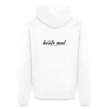 Heute mal überraschen lassen – Minimal Typografie - Unisex Premium Bio Zip Hoodie - Weiß - Hinten - Thijin (182cm)