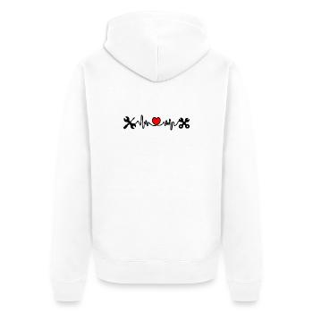 Werkzeuge mit Herzkardiogramm - Unisex Premium Bio Zip Hoodie - Weiß - Hinten - Thijin (182cm)