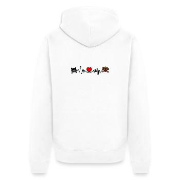 Cardio-Herzfrequenz Hund und Katze Haustiere - Unisex Premium Bio Zip Hoodie - Weiß - Hinten - Thijin (182cm)