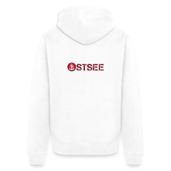 Ostsee Mond rot See Anker Illustration Sonne Meer - Unisex Premium Bio Zip Hoodie - Weiß - Hinten - Thijin (182cm)