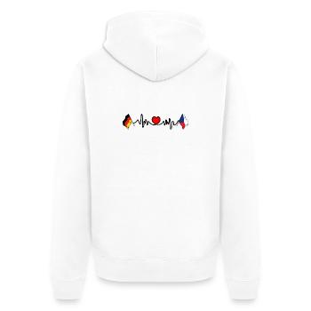 Cardio coeur avec drapeau Allemagne et drapeau République tchèque - Veste à capuche bio Premium Unisexe - blanc - Dos - Thijin (182cm)