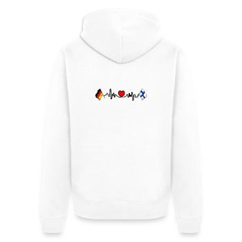 Cardio coeur avec drapeau Allemagne et drapeau Finlande - Veste à capuche bio Premium Unisexe - blanc - Dos - Thijin (182cm)