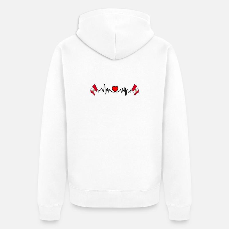 Cardio coeur avec drapeau Pérou - Veste à capuche bio Premium Unisexe - blanc