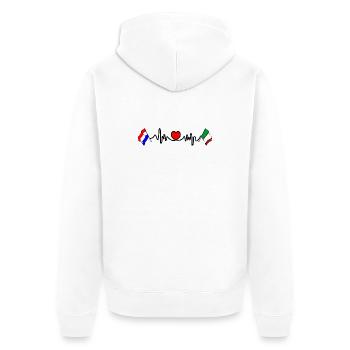 Cardio coeur avec drapeau Pays-Bas, drapeau Italie - Veste à capuche bio Premium Unisexe - blanc - Dos - Thijin (182cm)
