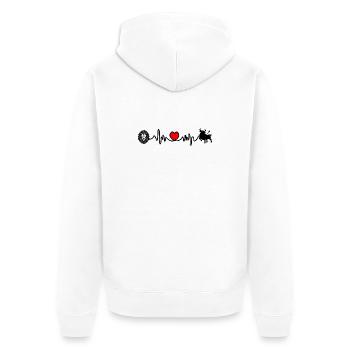 Fréquence cardiaque cardio Lion Taureau - Veste à capuche bio Premium Unisexe - blanc - Dos - Thijin (182cm)