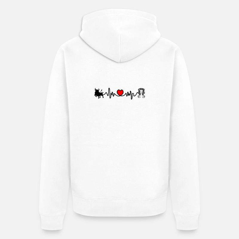 Fréquence cardiaque cardio Taureau vierge - Veste à capuche bio Premium Unisexe - blanc