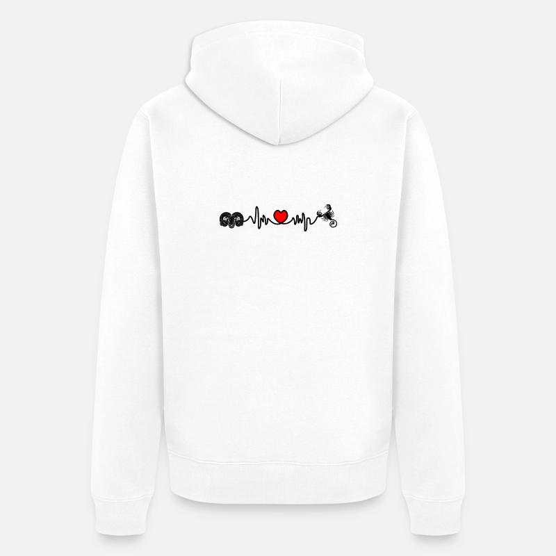 Herzfrequenz Cardio Widder Skorpion - Unisex Premium Bio Zip Hoodie - Weiß