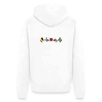 Cardio heart Drapeau Belgique, drapeau Suède - Veste à capuche bio Premium Unisexe - blanc - Dos - Thijin (182cm)