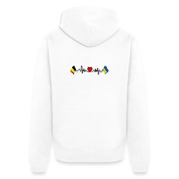 Cardio cœur Drapeau de la Belgique, drapeau de l’Ukraine - Veste à capuche bio Premium Unisexe - blanc - Dos - Thijin (182cm)