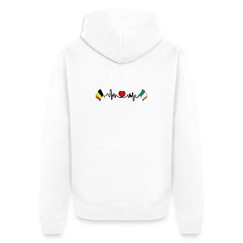 Cardio-Herz Flagge Belgien, Flagge Irland - Unisex Premium Bio Zip Hoodie - Weiß - Hinten - Thijin (182cm)