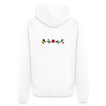 Cardio heart Drapeau Belgique, drapeau Italie - Veste à capuche bio Premium Unisexe - blanc - Dos - Thijin (182cm)