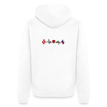 Cardio heart Flag Denmark, flag Russia - Unisex Premium Organic Zip Hoodie - white - Back - Thijin (182cm)