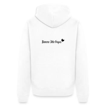 FROHER VATERTAG. PAPA. VATERTAG. VATER - Unisex Premium Bio Zip Hoodie - Weiß - Hinten - Thijin (182cm)