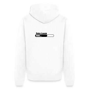 Gute Laune lädt - Unisex Premium Bio Zip Hoodie - Weiß - Hinten - Thijin (182cm)
