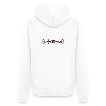 Herzfrequenz-Cardio für Berlin - Unisex Premium Bio Zip Hoodie - Weiß - Hinten - Thijin (182cm)