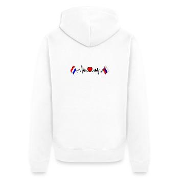 Cardio-Herz mit Flagge Niederlande, Slowakei - Unisex Premium Bio Zip Hoodie - Weiß - Hinten - Thijin (182cm)