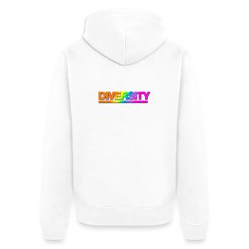 Typo Diversity Rainbow Shadow - Unisex Premium Bio Zip Hoodie - Weiß - Hinten - Thijin (182cm)